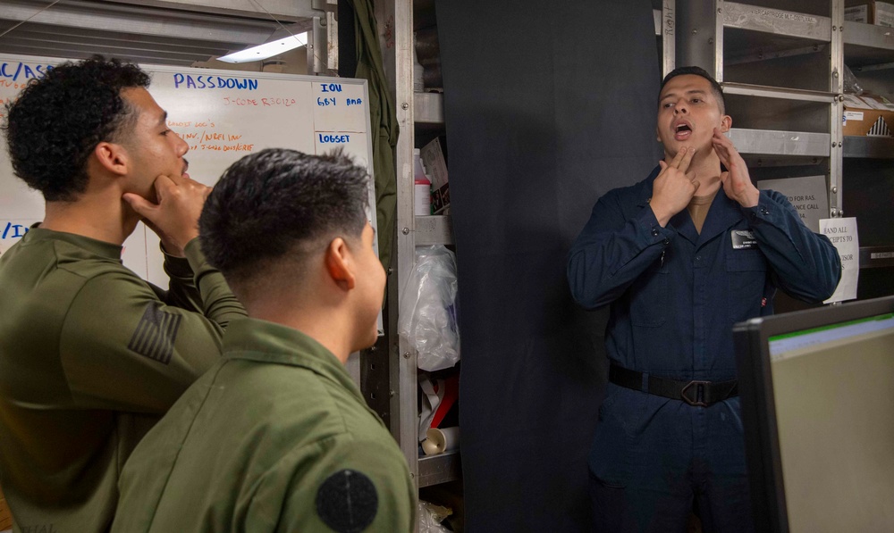 Sailors participate in medical drill aboard USS America (LHA 6)