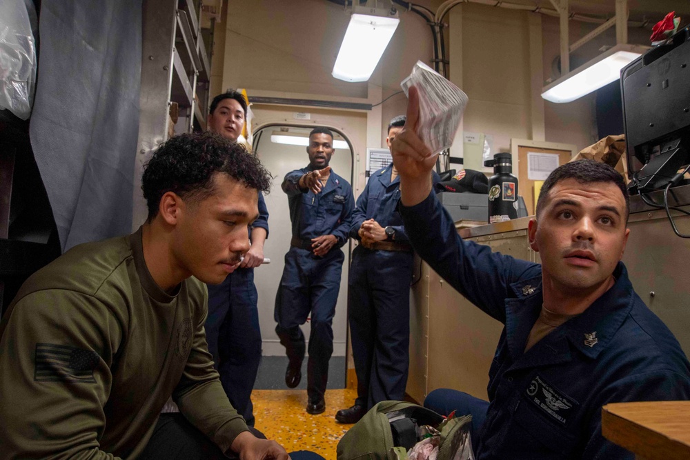 Sailors participate in medical drill aboard USS America (LHA 6)