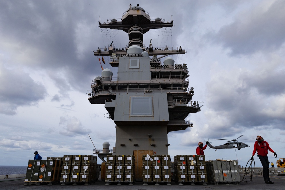 Ford Sailors Conduct an Ammunition Onload