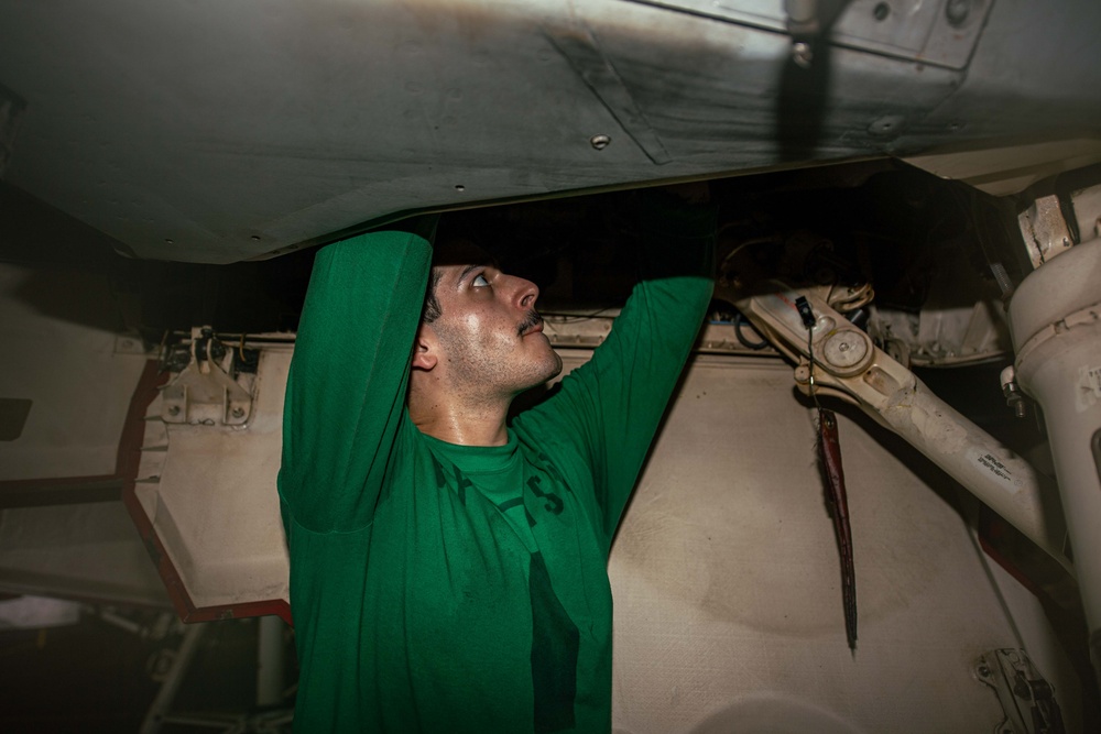 VFA 154 Conducts F/A-18F Super Hornet Maintenance Aboard USS Theodore Roosevelt
