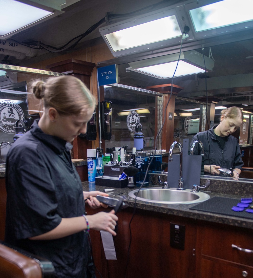 Giving Haircuts Aboard Theodore Roosevelt