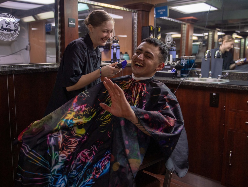 Giving Haircuts Aboard Theodore Roosevelt