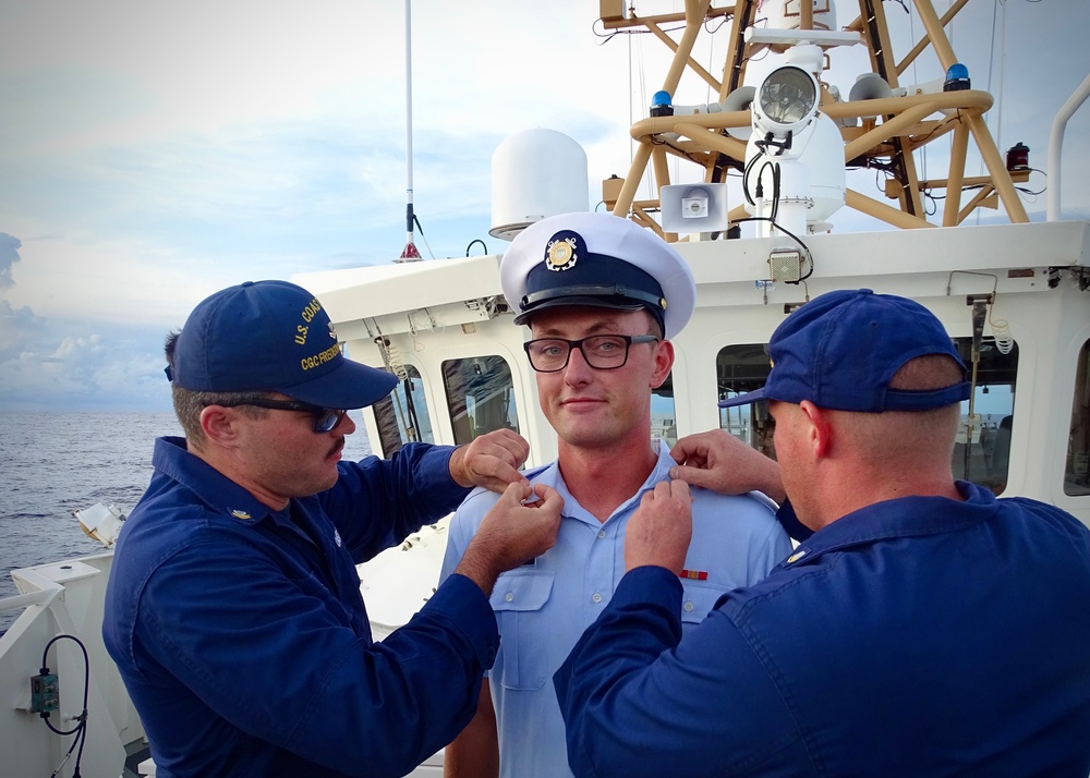 At sea advancement aboard USCGC Frederick Hatch (WPC 1143)