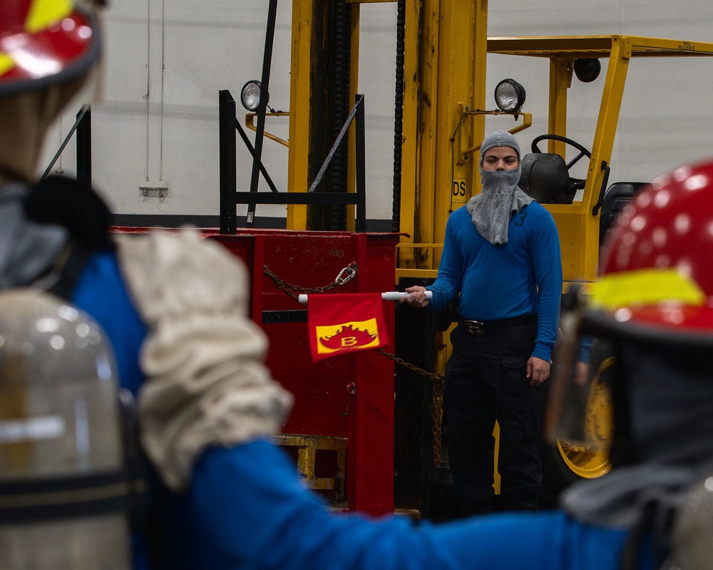 USS George Washington Sailors conduct aircraft firefighting training.