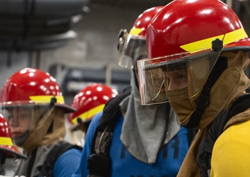 USS George Washington Sailors conduct aircraft firefighting training.