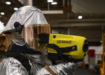 USS George Washington Sailors conduct aircraft firefighting training.