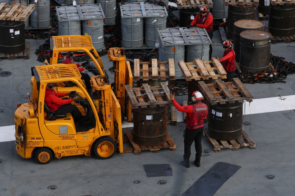 Ford Sailors Conduct an Ammunition Onload