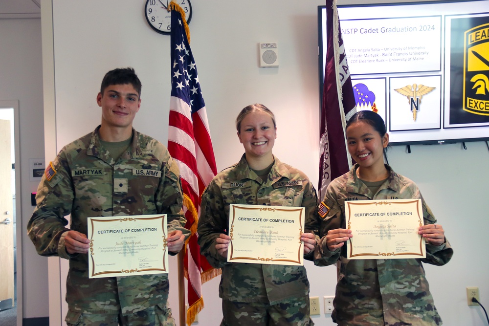 Three Cadets Graduate NTSP at Bassett Army Community Hospital