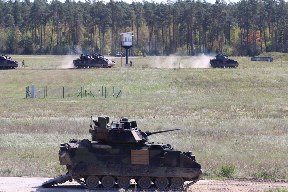 Soldiers stationed at Bemowo Piskie Training Area qualify during M2 Bradley Fighting Vehicle Gunnery Table IV