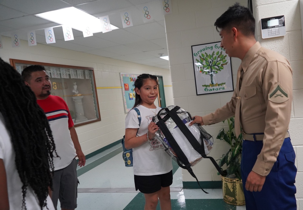 Marines from the Marine Corps Security Force Regiment support Back to School event in Newport News, Virginia