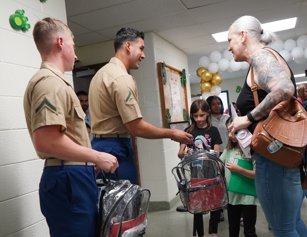 Marines from the Marine Corps Security Force Regiment support Back to School event in Newport News, Virginia