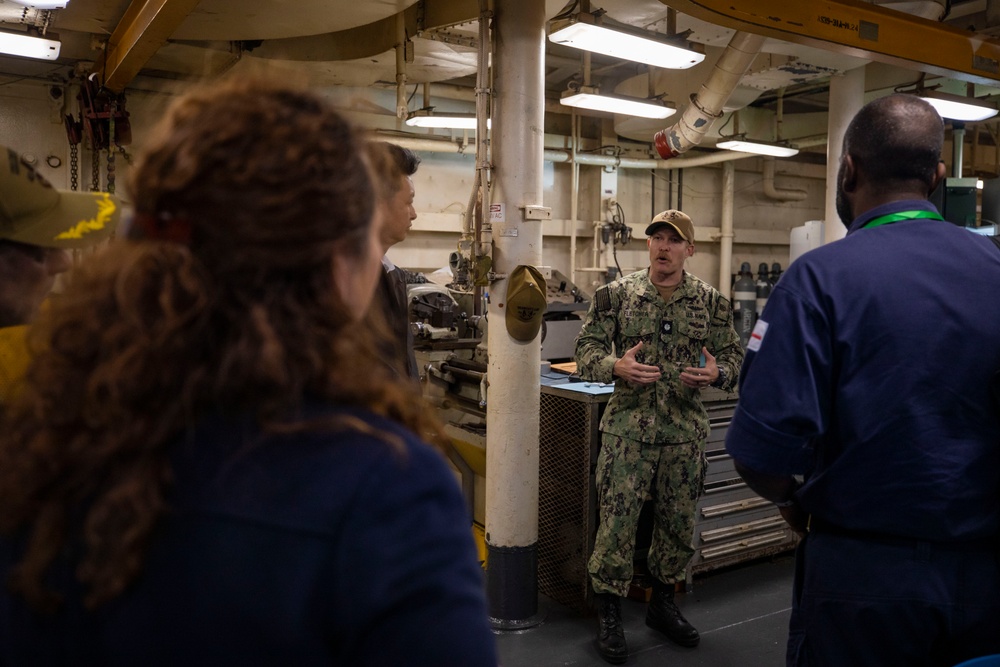 Distinguished Visitors tour USS Emory S. Land