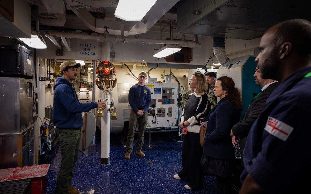 Distinguished Visitors tour USS Emory S. Land