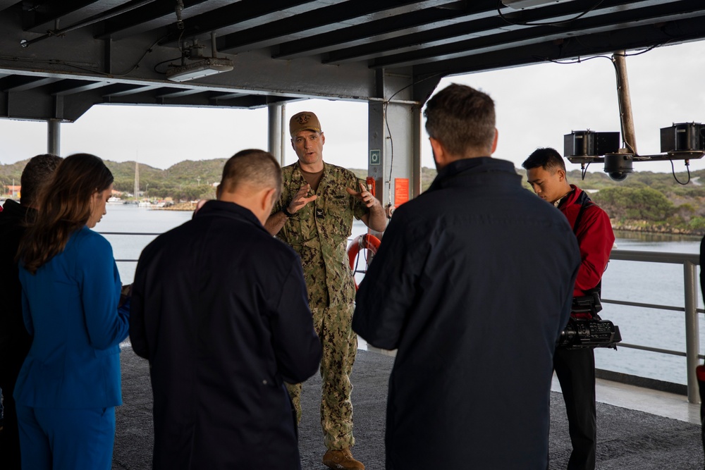 Emory S. Land Hosts Tour for News Teams in HMAS Stirling