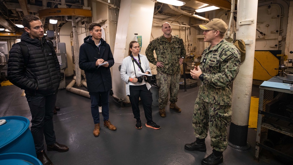 Emory S. Land Hosts Tour for News Teams in HMAS Stirling