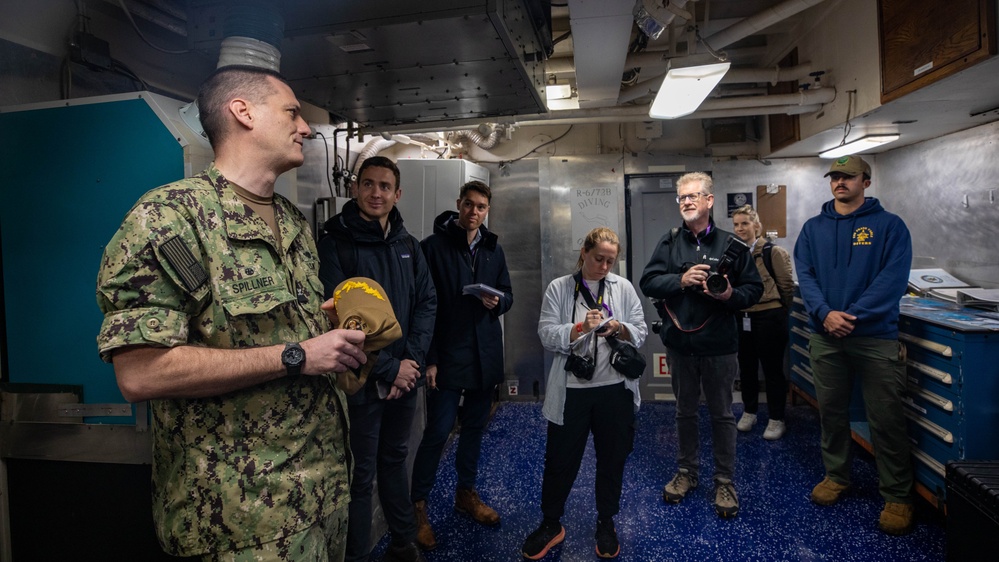 Emory S. Land Hosts Tour for News Teams in HMAS Stirling