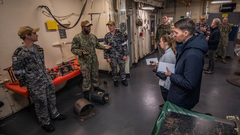 Emory S. Land Hosts Tour for News Teams in HMAS Stirling