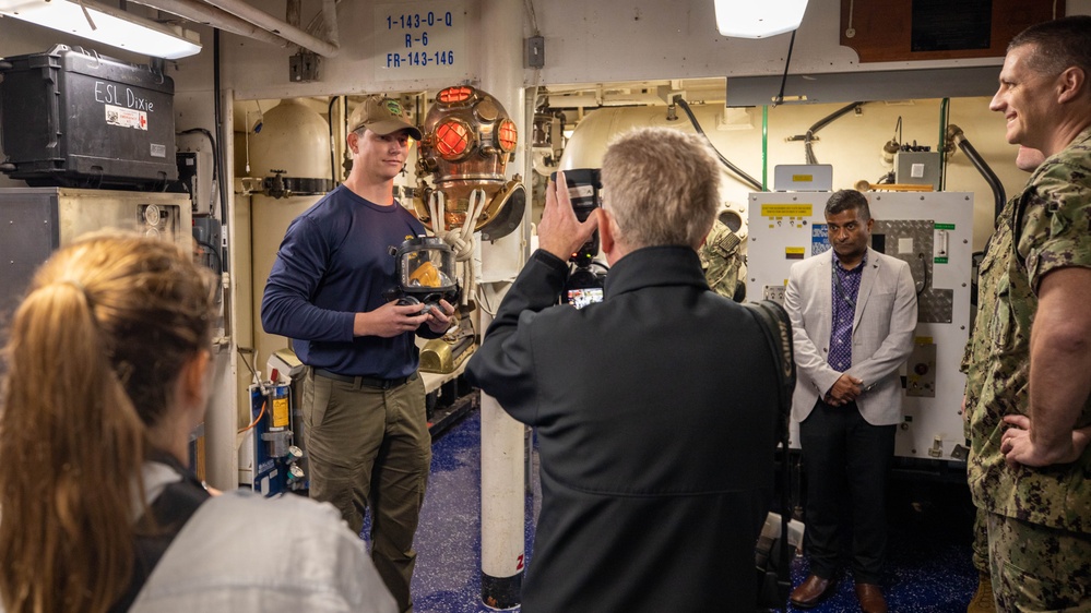 Emory S. Land Hosts Tour for News Teams in HMAS Stirling