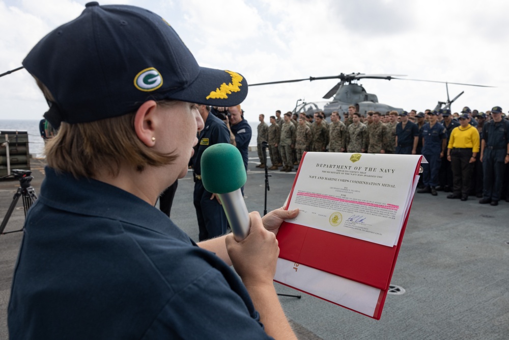 USS Green Bay presents Navy and Marine Corps Commendation Medals