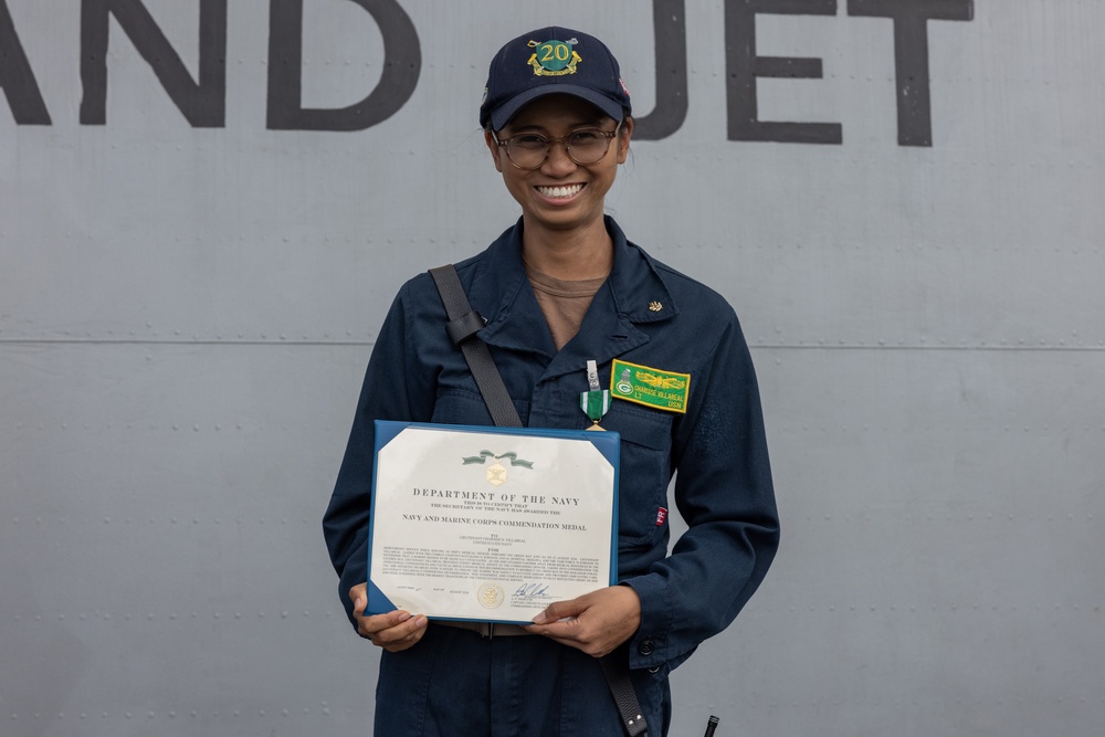 USS Green Bay presents Navy and Marine Corps Commendation Medals