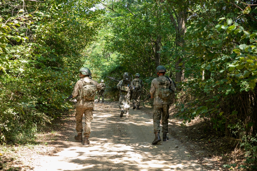 Turkish soldiers assigned to Regional Command East of the KFOR mission patrolled along the administrative boundary line during a routine patrol.