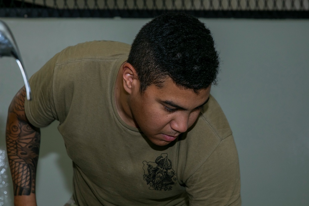 48th IBCT soldiers assigned to Regional Command East of the NATO-led KFOR mission volunteered to assist with cleaning the kennels of military working dogs at Camp Bondsteel, Kosovo, July 20, 2024.