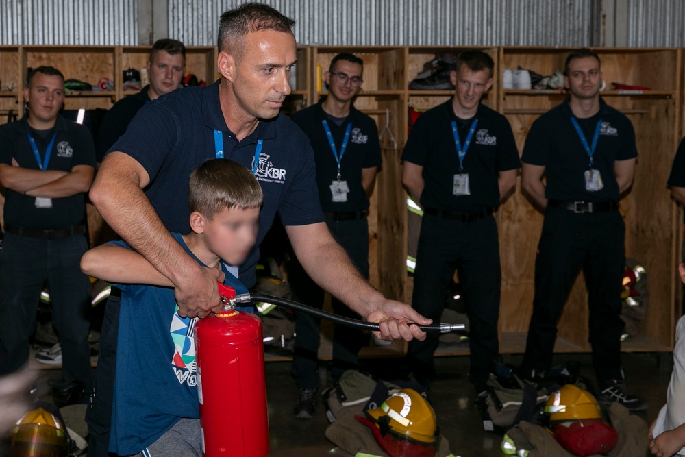 U.S. Soldiers from Regional Command East of the NATO-led KFOR mission hosted students and teachers from Future School at Camp Bondsteel, Kosovo, July 12, 2024.