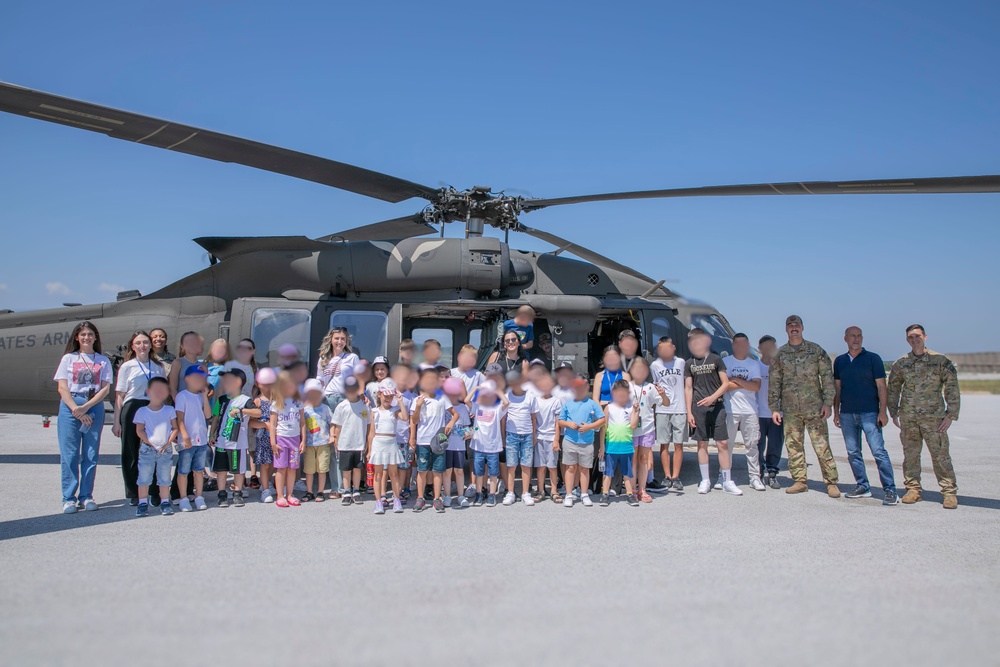 U.S. Soldiers from Regional Command East of the NATO-led KFOR mission hosted students and teachers from Future School at Camp Bondsteel, Kosovo, July 12, 2024.