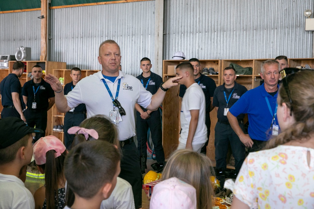 U.S. Soldiers from Regional Command East of the NATO-led KFOR mission hosted students and teachers from Future School at Camp Bondsteel, Kosovo, July 12, 2024.