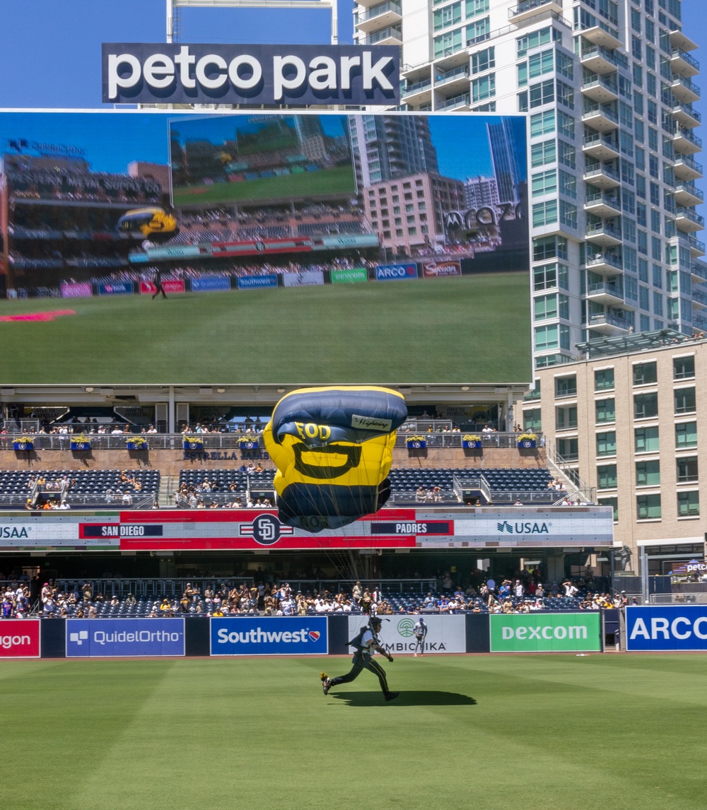 Navy Parachute Team Jumps in Padres Game