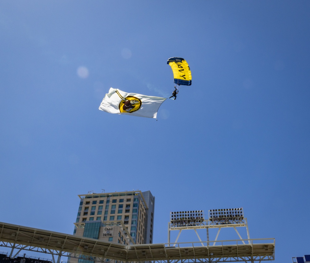 Navy Parachute Team Jumps in Padres Game