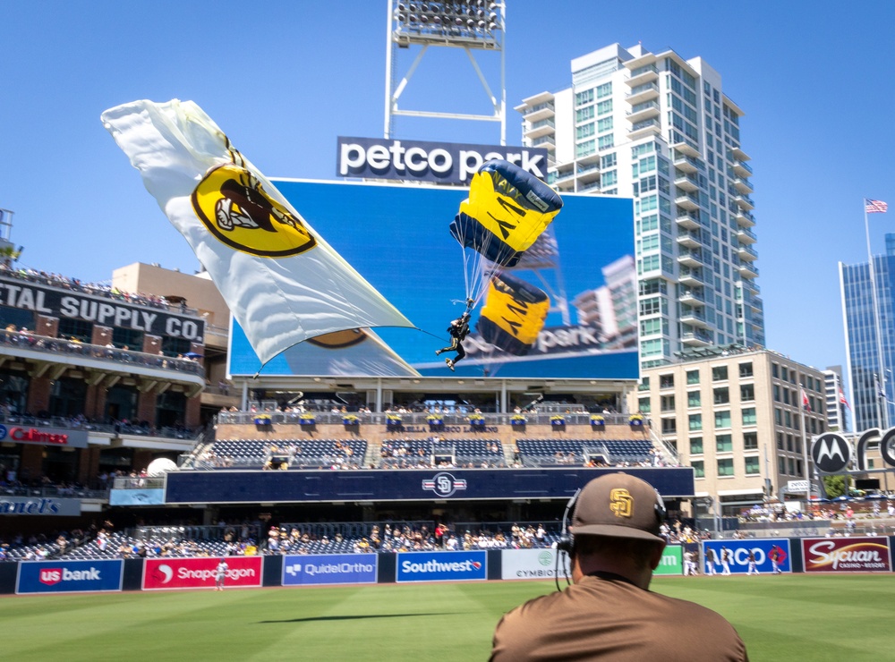 Navy Parachute Team Jumps in Padres Game