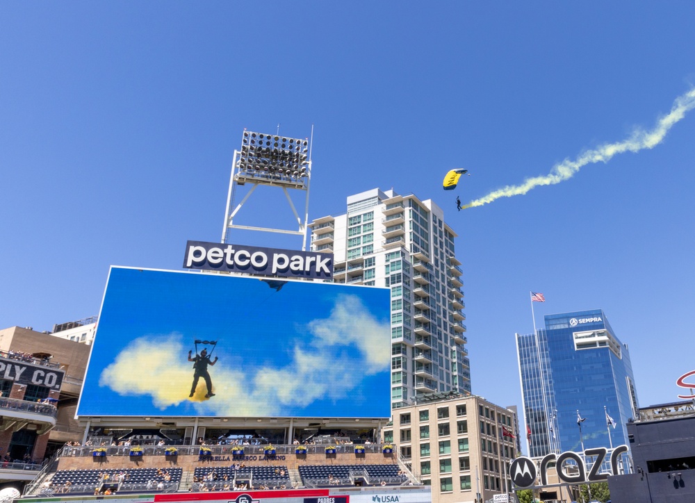Navy Parachute Team Jumps in Padres Game