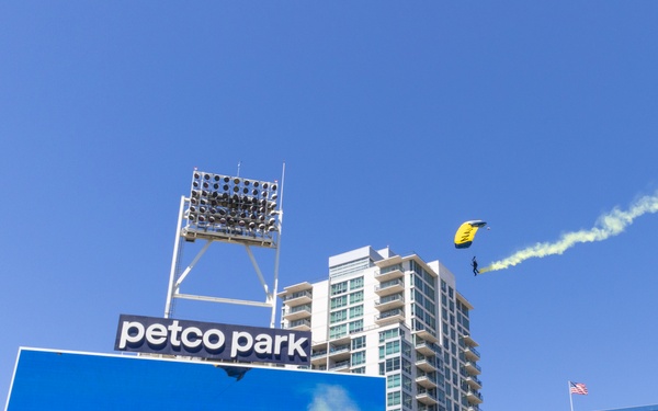 Navy Parachute Team Jumps in Padres Game