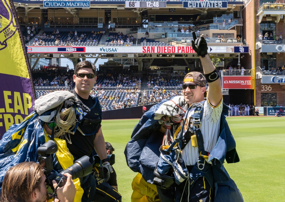 Navy Parachute Team Jumps in Padres Game