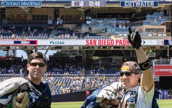 Navy Parachute Team Jumps in Padres Game