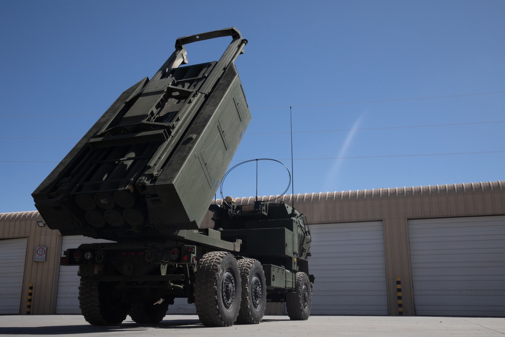 U.S. Soldiers prepare the HIMARS operating vehicle for simulated training during Southern Fenix 24