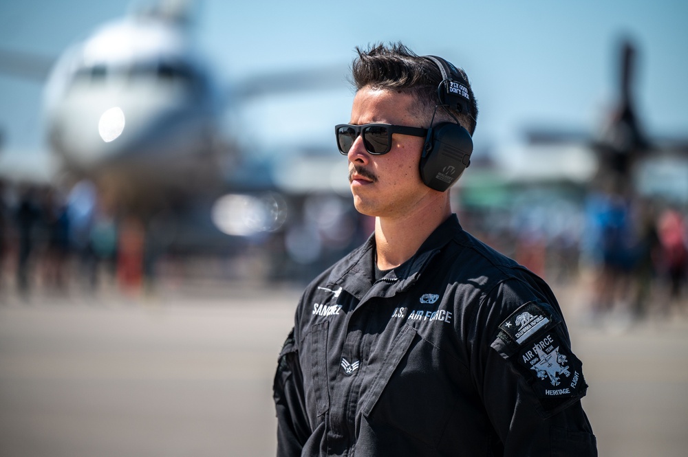 The U.S. Air Force F-16 Viper Demonstration Team performs at the Airshow Atlantic