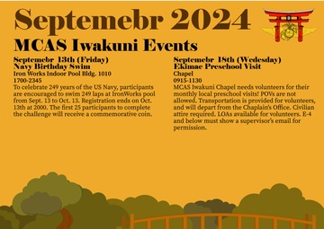 MCAS Iwakuni September Event Calendar 24