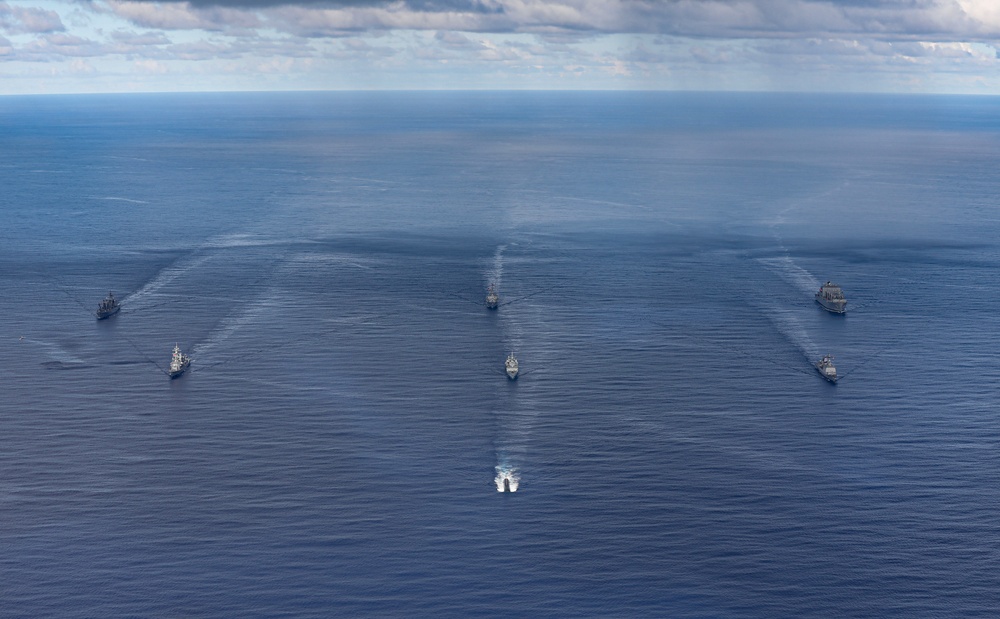 Royal Canadian Navy, Japan Maritime Self-Defense Force, Republic of Korea Navy and U.S. Navy Warships Sail in Formation in the Philippine Sea During Exercise Pacific Vanguard