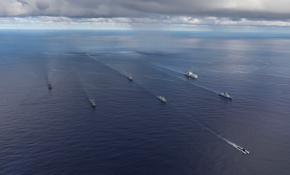 Royal Canadian Navy, Japan Maritime Self-Defense Force, Republic of Korea Navy and U.S. Navy Warships Sail in Formation in the Philippine Sea During Exercise Pacific Vanguard