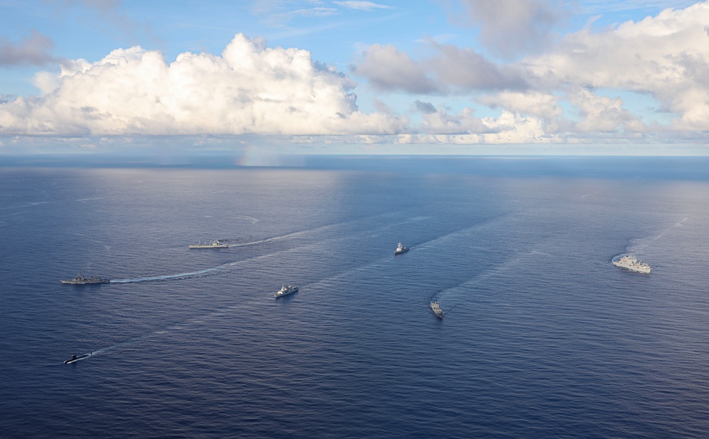 Royal Canadian Navy, Japan Maritime Self-Defense Force, Republic of Korea Navy and U.S. Navy Warships Sail in Formation in the Philippine Sea During Exercise Pacific Vanguard