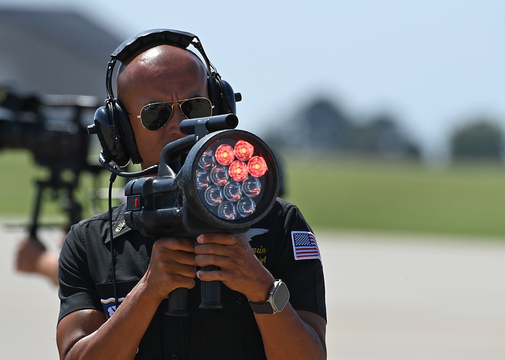 The U.S. Navy Flight Demonstration Team, the Blue Angels perform in Wichita, Kansas at the Frontiers In Flight Air Show.