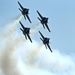 The U.S. Navy Flight Demonstration Team, the Blue Angels perform in Wichita, Kansas at the Frontiers In Flight Air Show.