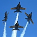 The U.S. Navy Flight Demonstration Team, the Blue Angels perform in Wichita, Kansas at the Frontiers In Flight Air Show.