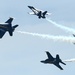 The U.S. Navy Flight Demonstration Team, the Blue Angels, perform in Wichita, Kansas at the Frontiers In Flight Air Show.