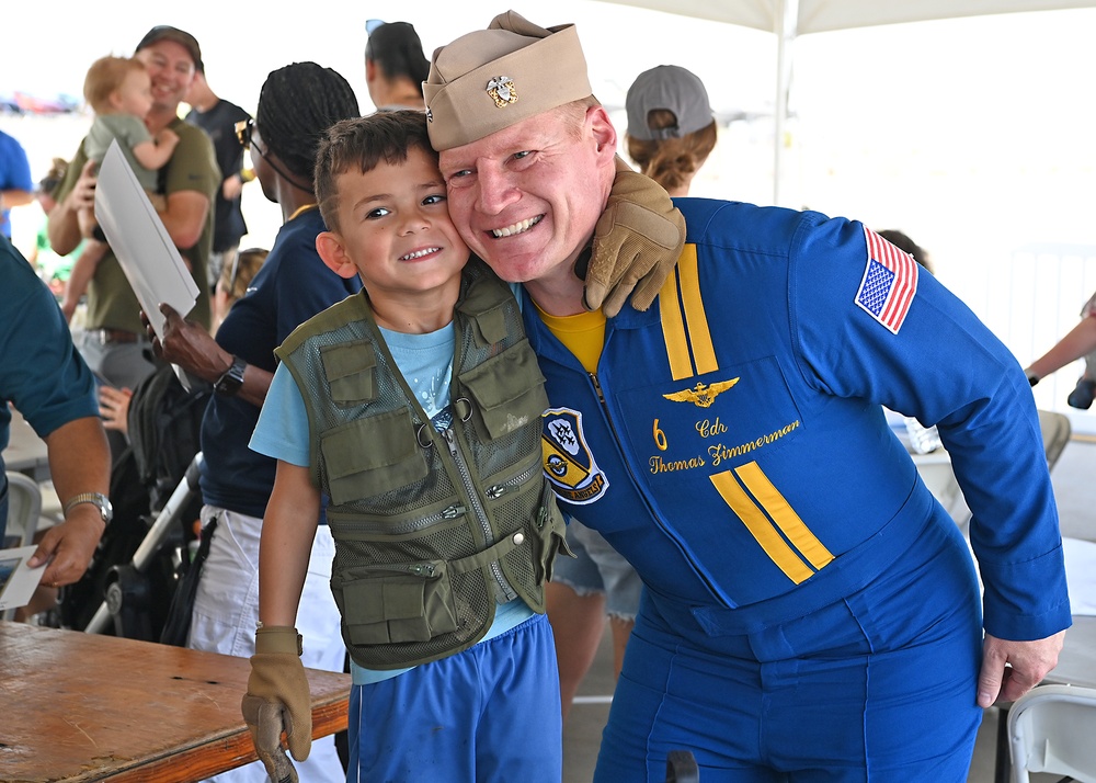 The U.S. Navy Flight Demonstration Team, the Blue Angels, perform in Wichita, Kansas at the Frontiers In Flight Air Show.