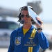 The U.S. Navy Flight Demonstration Team, the Blue Angels, perform in Wichita, Kansas at the Frontiers In Flight Air Show.