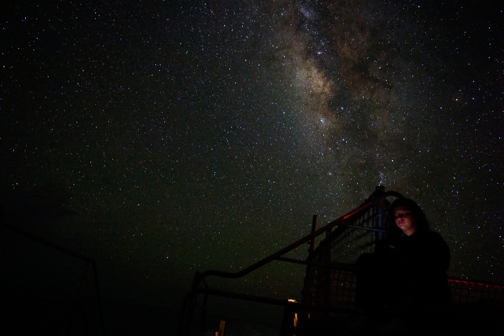 Night sky on the flight deck of USNS Burlington (T-EPF 10)