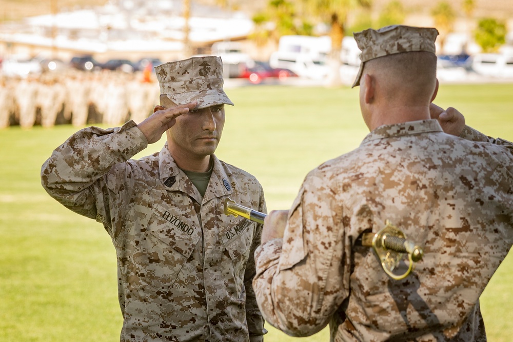 Elizondo relieves Fairbanks as 3/11 Sergeant Major during relief and appointment ceremony